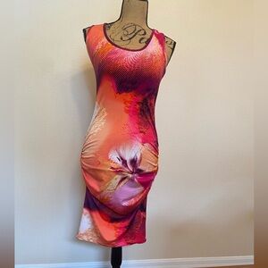 Sleeveless Tropical Fitted Midi Dress by Venus